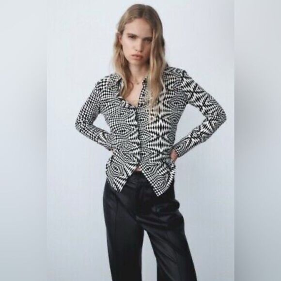 Zara Printed Knit Shirt. Small NWT - Picture 1 of 3